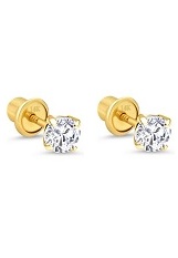 superb teeny-tiny basket round cz children stud earrings